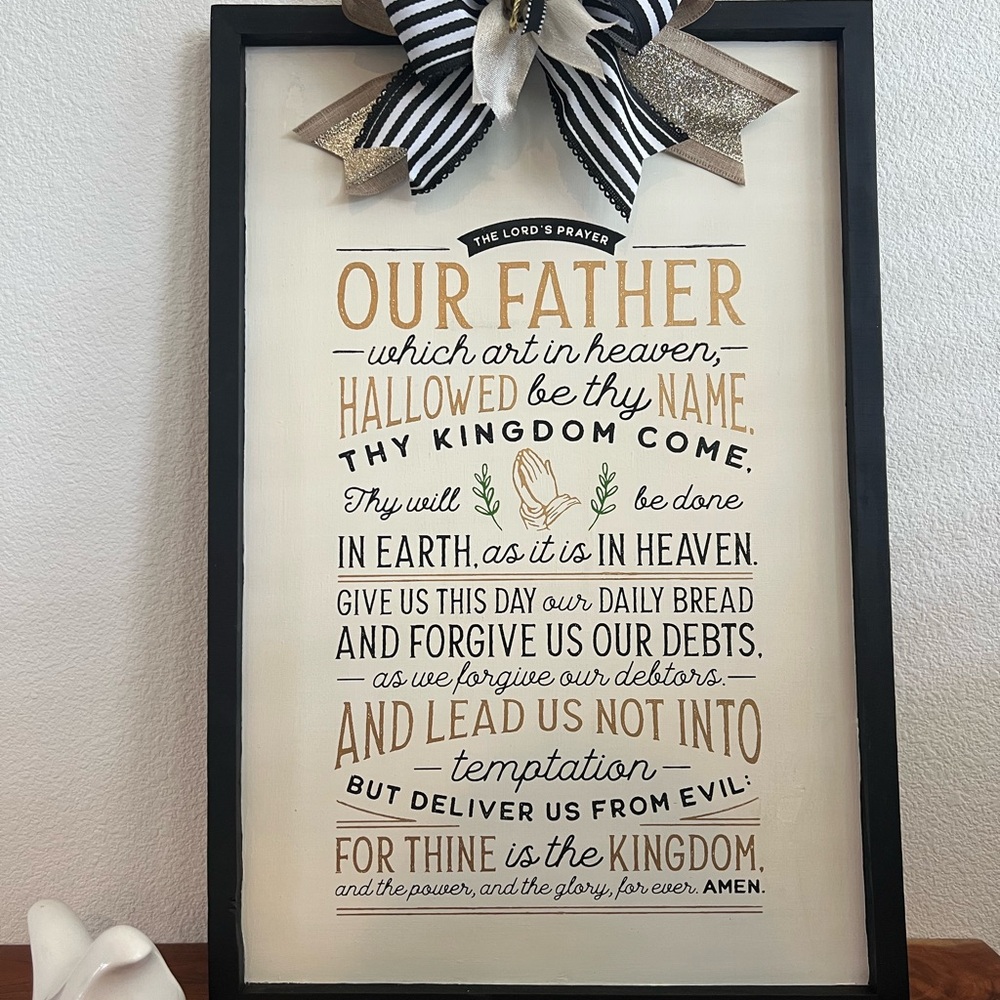 OOAK 🙏🏻 "THE LORDS PRAYER" Black Framed Wall Art Decor